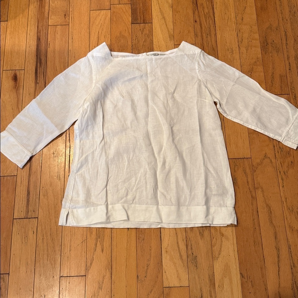 LL Bean | linen tunic | high square neck | size S | white | LIKE NEW
